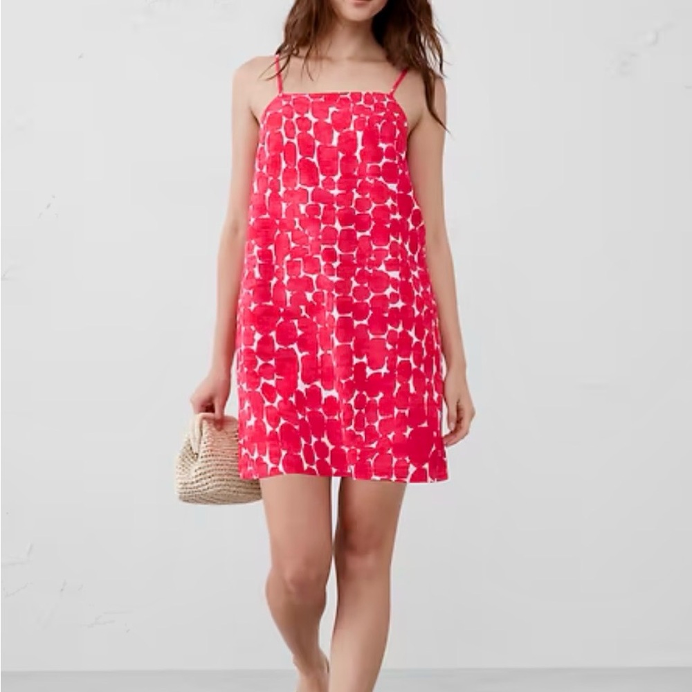 Banana Republic Red and White Sleeveless Dress, Linen Blend NWT